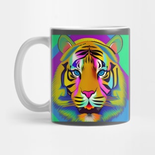 90s Bright Colorful Tiger Head Mug